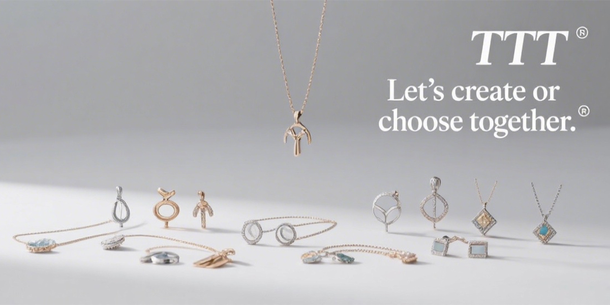 Display of TTTJewelry’s custom and in-stock products with call-to-action encouraging buyers to explore both options.